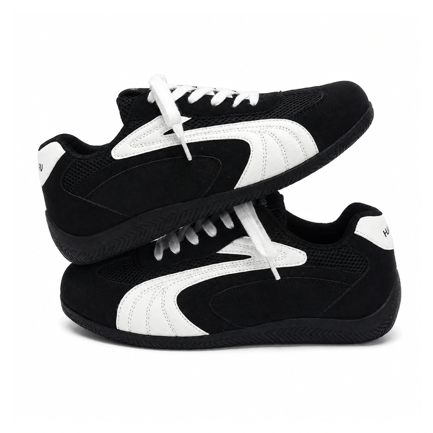 Retro Low-Top Trainers — Anti-Slip Wear-Resistant Sole on a pure white background