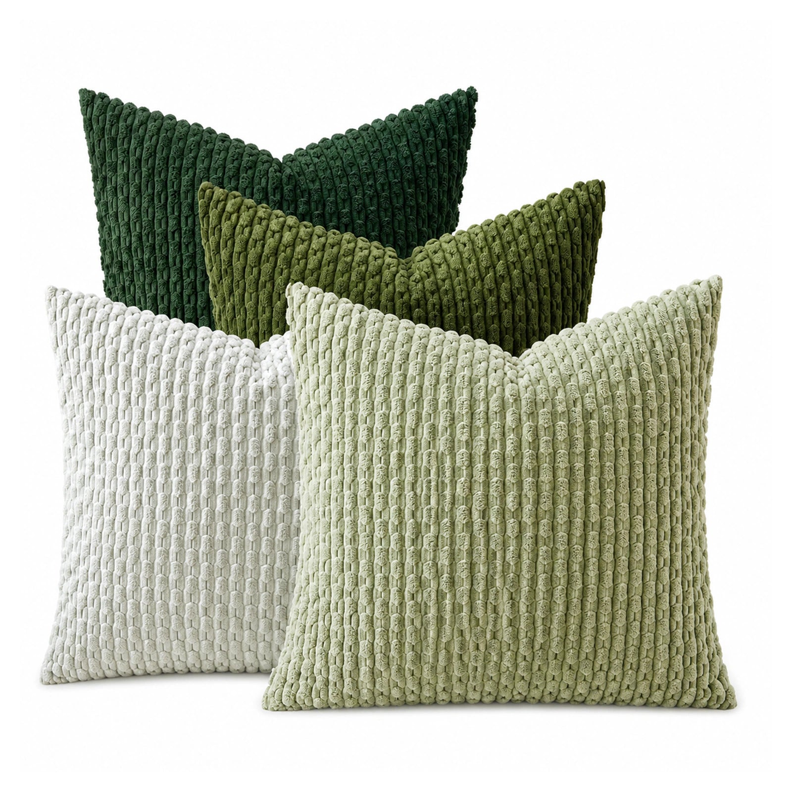 Striped Corduroy Cushion Covers — Hidden Zip, 3 Sizes on a pure white background