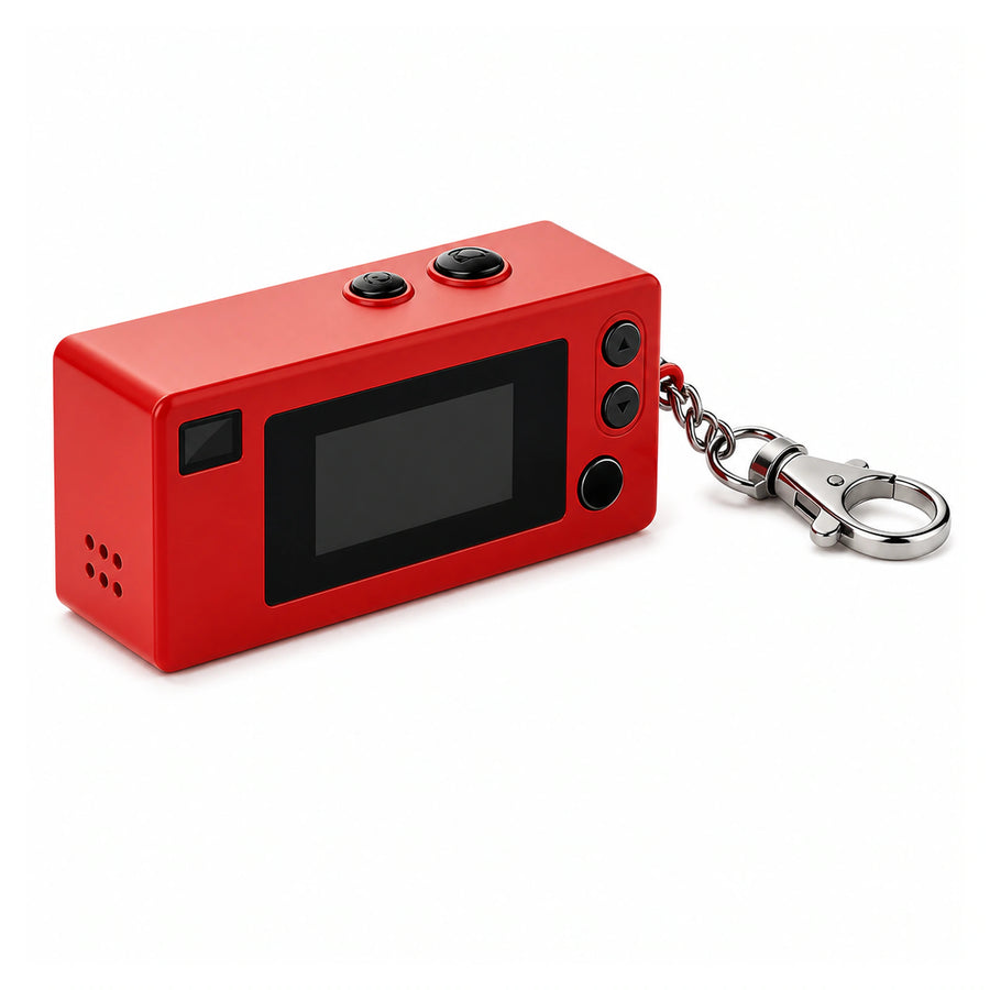 Thumb Keychain Camera — 1080p Mini Action Cam with Screen on a pure white background