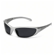 Y2K Cutout Sunglasses — Mirrored UV400 Futurist Shades on a pure white background